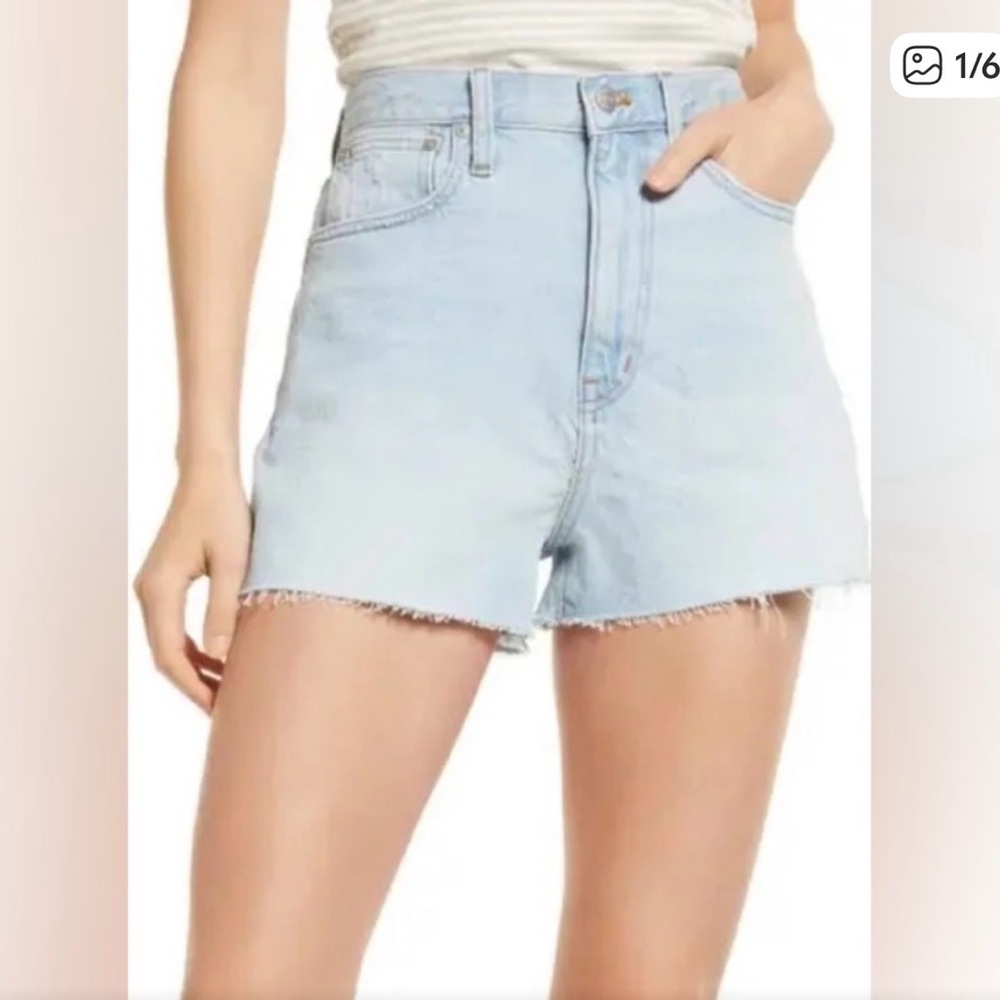 Madewell Light Blue High-Rise Denim Cutoff Shorts
